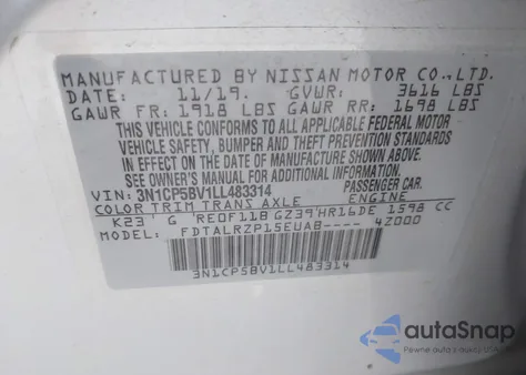 2020 Nissan Kicks S Xtronic Cvt from USA, damaged, VIN 3N1CP5BV1LL483314